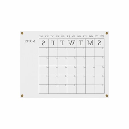 Martha Stewart Grayson Acrylic Wall Calendar w/Notes w/Dry Erase Marker and Mntng Hrdwr, 24in. x 18in., w/Blk Prnt BR-AC-4560-BK-CLRBK-MS
